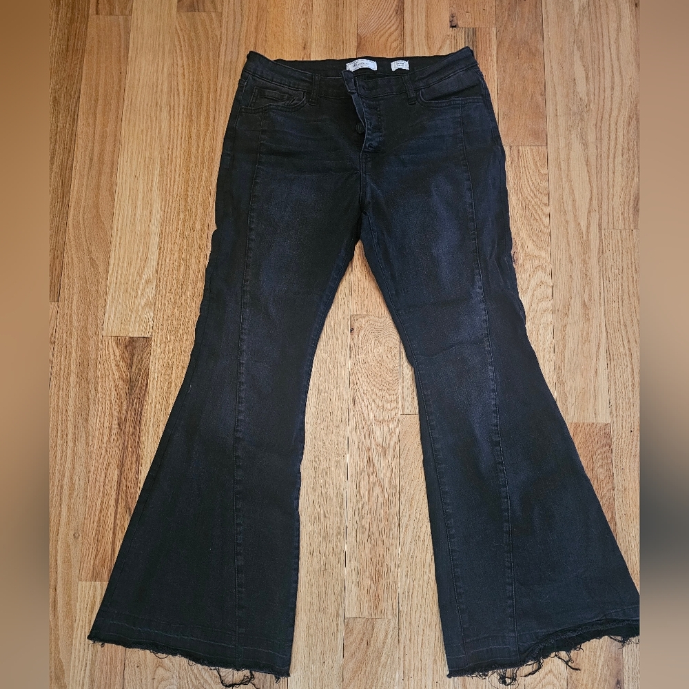 Kancan Size 30 Black Mid-Rise Super Flare Jeans